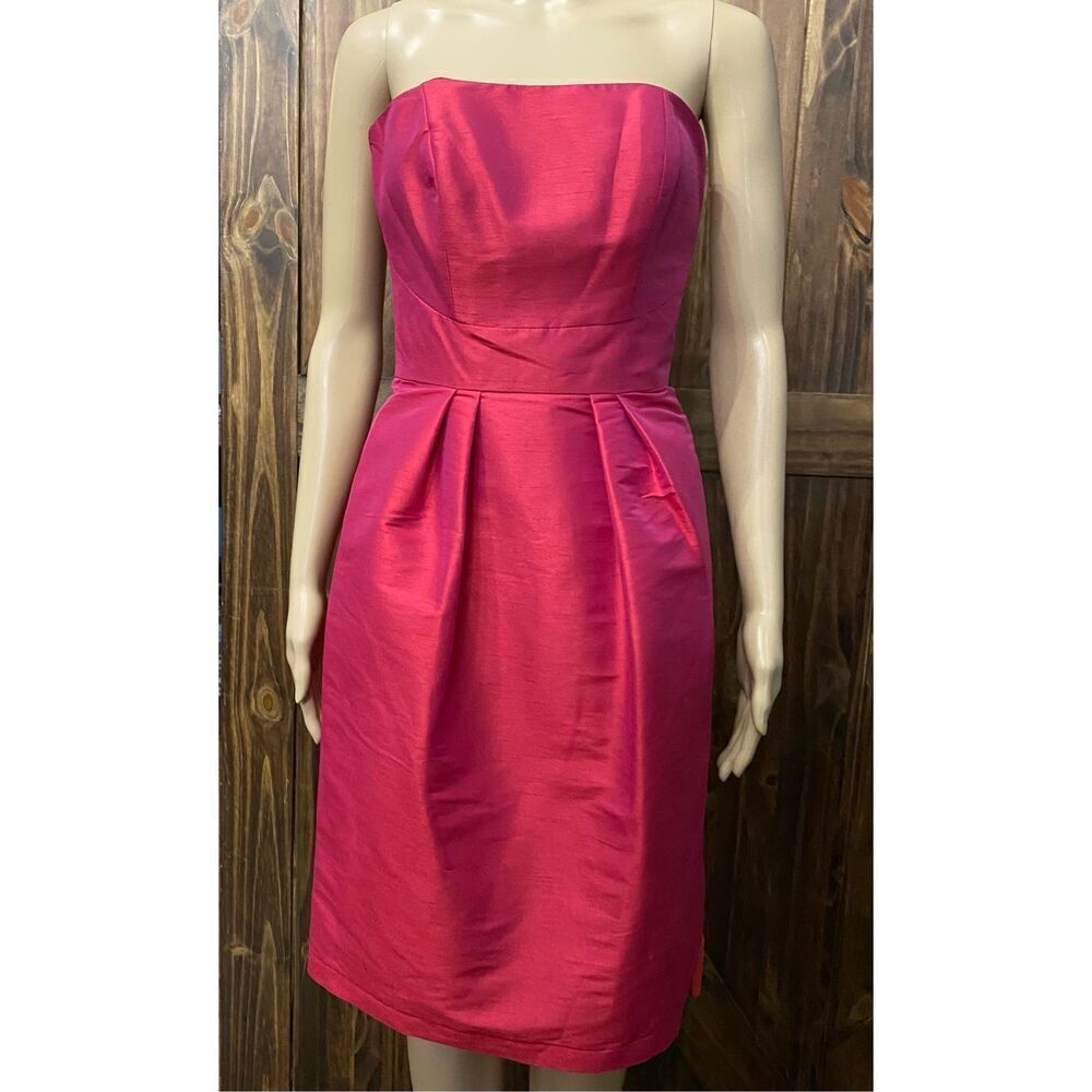 Alfred Sung Dupioni Sangria Cocktail Dress Sz 0 D614